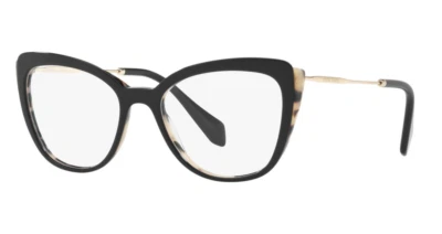 Miu Miu Women Eyeglasses VMU 02Q ROK-1O1 Black/Gold Frame Demo Customisable Lens - Image 1 of 4