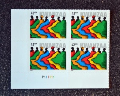 USA2008 #4373 42c Kwanzaa - Plate Block of 4  Mint  NH  self adhesive - Image 1 of 4