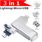 3in1 USB3.0 Memory Stick 2TB 1TB External Storage Flash Hard Drive For iPhone PC