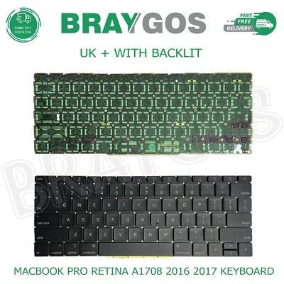 For Apple MacBook Pro Retina A1708 2016 2017 UK Laptop Keyboard With Backlight - Image 1 of 3