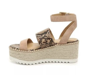 NIB CROWN VINTAGE DAYLEN DESERT ROSE SNAKE PRINT WEDGE SANDALS SIZE 9.5 - Picture 1 of 6