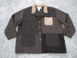 Dressbarn Jacket Womens 2X Black Wool Blend Patchwork Button Collared Pockets - Picture 1 of 11