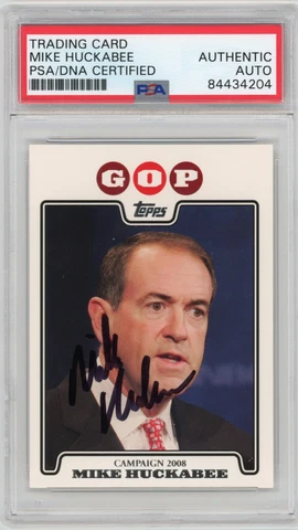 Mike Huckabee 2008 Topps PSA COA Signed Autographed Campaign GOP Card Rookie RC Cover