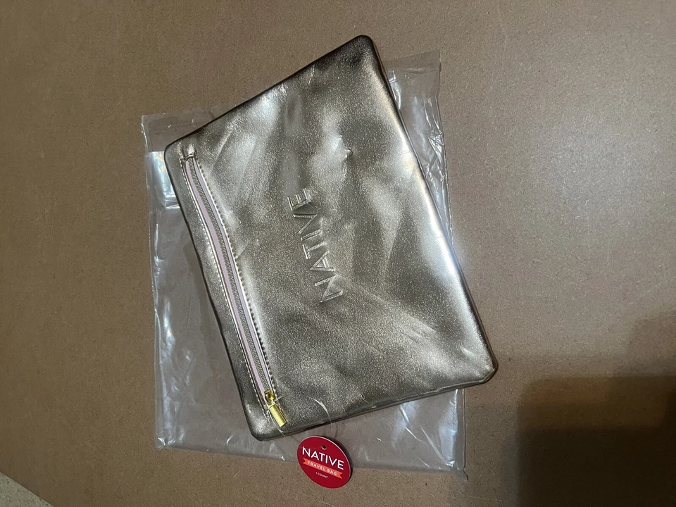 Gold Native ZIPPER Cosmetic Travel Bag 9x7