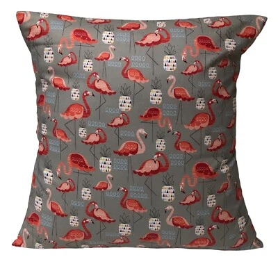 Scandi Style Flamingo Novelty Pink Grey Cushion Cover 16" 18" - Image 1 of 3