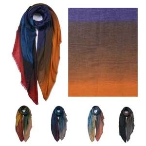 Bufanda con estampado de color degradado de mezcla de algodón para toda temporada para mujer - Imagen 1 de 7