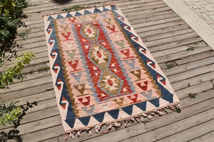 Türkischer Kelim Teppich 43''x68'' Handgewebt Kayseri Kelim 110x175cm Orientalisch 3x5 Rug - Bild 1 von 9
