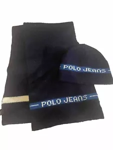 Vintage Polo Jeans Spell Out Ralph Lauren Knit Beanie Ski Sweater Winter Hat - Picture 1 of 4