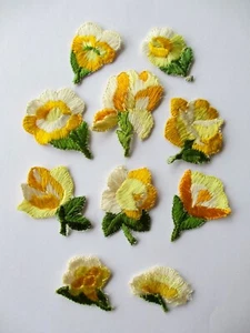 Stoff-Applikationen Stoffaufnäher Stickerei Blüten Set 5/10 St. Retro 60er Jahre - Bild 1 von 1
