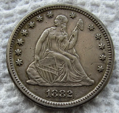 1882 Seated Liberty Silver Quarter Rare Key Date AU UNC Scratched Mintage 15,200 Cover