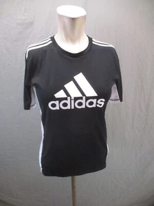 ADIDAS Size M (10/12) Kids Unisex Black Short Sleeve Fitted Athletic T-Shirt 543 - Picture 1 of 9