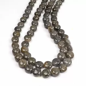 18 Zoll Strang 6-8 mm Perlen Natur Schwarz Sonnenstein Glatte Münze Edelstein Perlen - Bild 1 von 4
