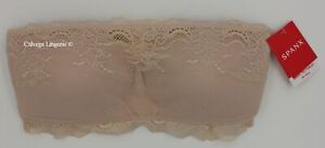 NWT SPANX 30031R "Undie-Tectable" Strapless, Padded, Lace Bandeau Bra, Beige
