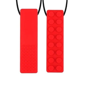 Necklace Brick Teether Toy Sensory Chew Pencil Topper Silicone Biting Autism - Picture 1 of 15