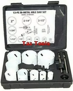 13 pcs Bi-Metal HSS All Purpose Hole Saw 3/4" - 2-1/2" Electricians Plumbers Kit - Picture 1 of 3