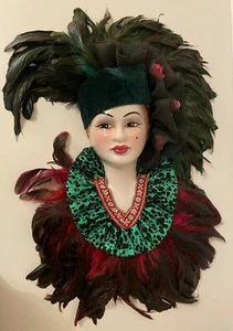 Vintage Hand Painted Grand Duchess Gibson Girl Face Mask Clay Porcelain Wall Art - Picture 1 of 9