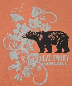 Great Smoky Mountains L T-shirt Girls Large Peach/Orange Bear Short Sleeve - Picture 1 of 8