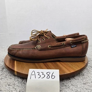 Scarpa da barca Polo Ralph Lauren Bienne in pelle marrone casual stile di vita quotidiano uomo 11 D - Foto 1 di 13
