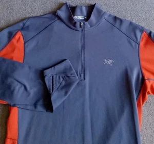 Arcteryx 1/4 Zip Men's XL Base Layer Pullover Gray And Orange Thumb Holes EUC - Picture 1 of 16