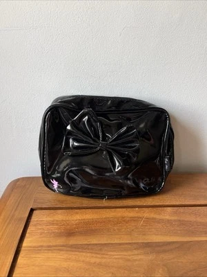 Disney Makeup Bag Love Tink Black PU With Bow 8x6x2” Tinker Bell - Image 1 of 4