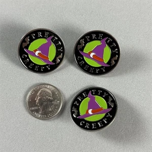 Lot Of 3 Cute Witch Hat Bats Pretty Creepy Halloween Enamel Pin Pinback #54474 - Imagen 1 de 4