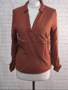 River Island Womens Shirt Size 6 Rust Long Sleeve - Picture 1 of 10