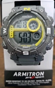 Armitron Sport Men's Watch Digital Chrono Swim 100M, Grey/Yellow, Superb - Picture 1 of 6