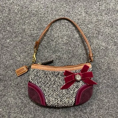 Vintage Coach 8F01 Soho Tweed Demi Shoulder Bag Y2K Multicolor Suede Bow Bling - Image 1 of 4