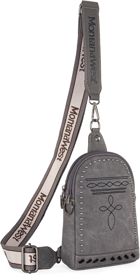 Bolso Bandolera Montana West Longhorn Para Mujer Western Gris Foto 1 de 4