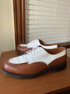 RARE MODEL | JM WESTON 9.5E GOLF BROWN WHITE SPECTATOR SHOES 9.5 E - Picture 1 of 21