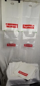 Supreme Red Box Logo White Plastic Shopping Bag Lot of 15 plus 2 clear bags - Picture 1 of 11