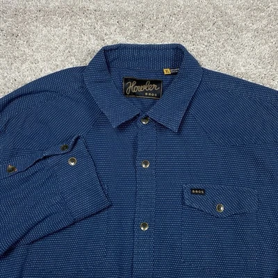 Howler Brothers Shirt Mens XL Blue Polka Dot Sheridan Western Cowboy Bros - Image 1 of 4