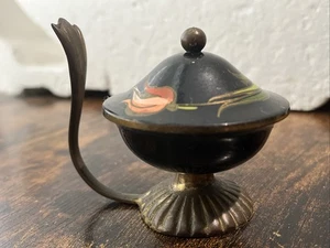 Vintage Enamel Saccahrin or Spice Server Brass Israel Collectible - Picture 1 of 10