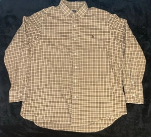 Polo Ralph Lauren Classic Fit Brown Plaid LS Button Down Shirt Mens XXL Fall 154 - Picture 1 of 8
