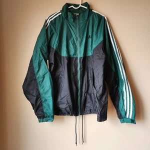 Vintage Adidas Track Jacket Mens Sz Large Green Full Zip Windbreaker Mesh Lined - Picture 1 of 13