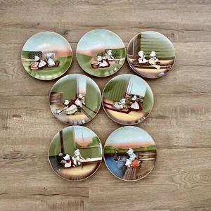 Vintage 1974 Complete Set of 7 Royal Bayreuth Sun-Bonnet Babies 7 days Plates LE - Picture 1 of 11