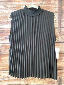 Nanette Lepore Bluse S schwarz Akkordeon Plissee Größe Small Orig $ 78 Damen neu mit Etikett - Bild 1 von 4
