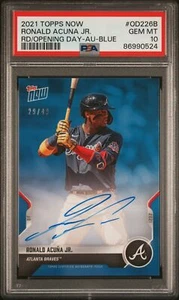 Topps Now Road To Opening Day 2021 #OD226B Ronald Acuña Jr automático azul/49 PSA 10 - Imagen 1 de 2