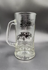 Antique 1920s Automobiles Cars Clear Glass Mug Beer Stein Weighted Bottom - Picture 1 of 11