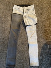 RICK OWENSWaxed White & Black Paneled 'Tyrone' Jeans