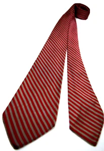 Neck Tie VTG 30s 40s Darby Towne All Silk Raspberry Taupe Stripe Tie 53 x 2.87" - Picture 1 of 8