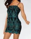 Quiz Black/green Sequin bodycon Dress Size 6. IMMACULATE CONDITION. 