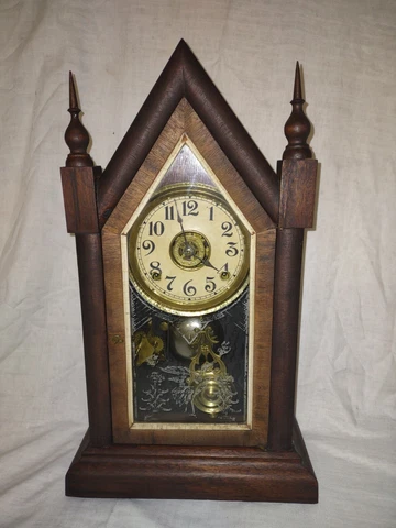 Antique French Marca Da Fabrica Steeple Pendulum Parlor Mantle Clock Works Rare Cover