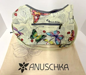 Anuschka Butterfly/ Lady bug Signed Hand Painted Leather Shoulder Bag- Preowned - Picture 1 of 20