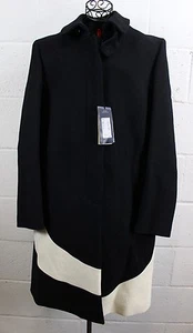 $1620 PIAZZA SEMPIONE Negro Marfil Mod Mezcla de Lana Línea A Abrigo Pavo Real 12 46 Nuevo con Etiquetas - Imagen 1 de 6