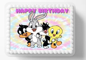 Baby Bunny Tweety Edible Image Personalized Baby Shower Birthday Cake Topper - Picture 1 of 1