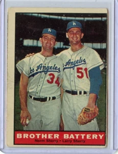 1961 Topps Brother Battery Larry Sherry Norm Sherry Dodgers #521 βοΈπ₯π― VG/VG+ - Picture 1 of 2