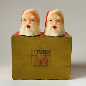 2 Candele Socony-Vacuum Oil Co Vintage Taverna Testa di Babbo Natale anni 40 scatola originale - Foto 1 di 13