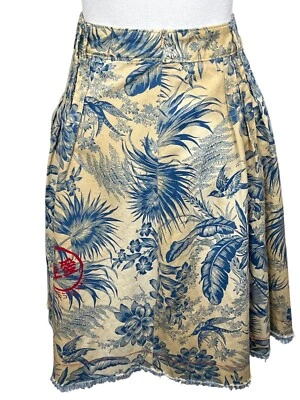 Falda Completa Vintage Miss Sixty Denim Sucio Azul Floral Patrón Pájaro Talla S Usada en Excelente Condición Foto 1 de 4