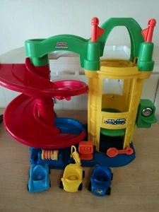 Vintage 2006 Fisher Price Little People Chunky Parkhaus Auto Rampe mit 3 Autos - Bild 1 von 9